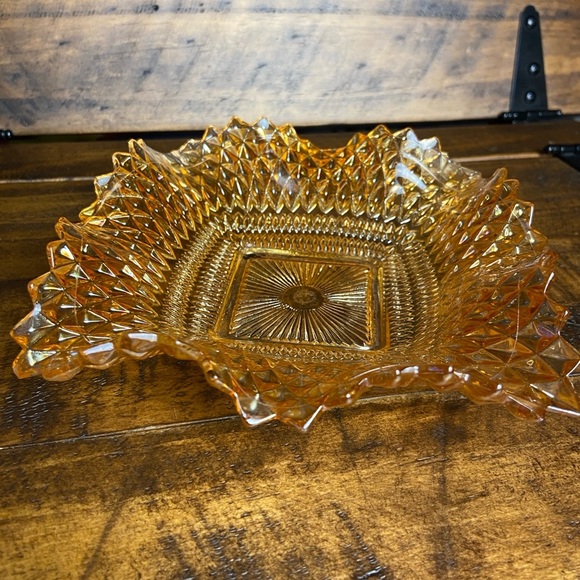 VTG FEDERAL GLASS YELLOW DIAMOND CUT DEPRESSION GLASS SQUARE CANDY TRINKET DISH - Picture 2 of 13